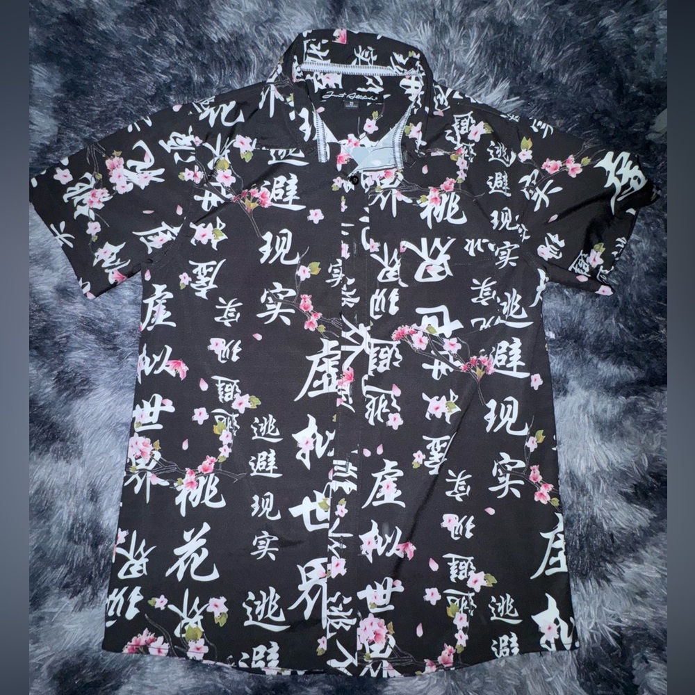 Men's Black Floral Print Shirt